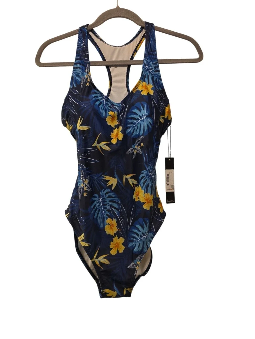Nicole Miller, NWT, 1 Piece Bathing Suit W/Racer Back, Nautical Floral Print, Sm